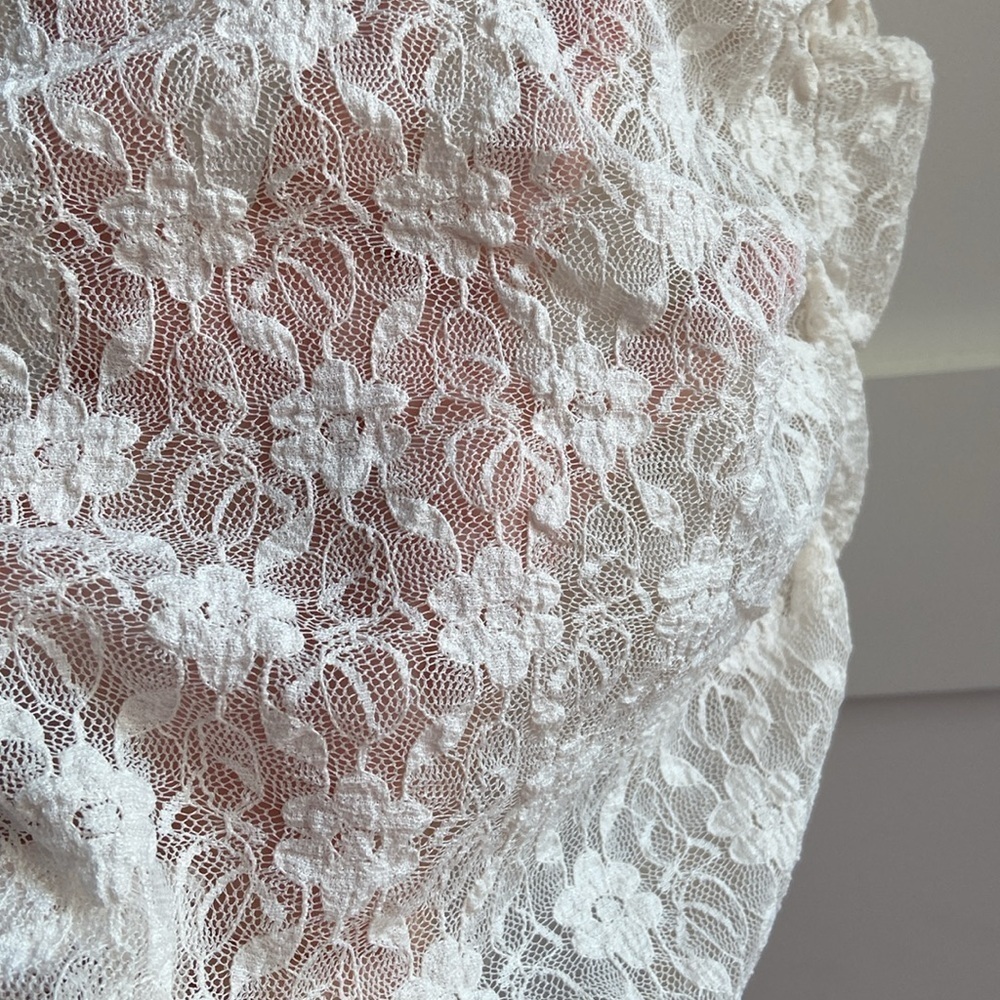 Free People Ivory Lace Short Sleeve Ruched Short Sleeve Shirt Size XS NWOT‌ - Picture 4 of 7